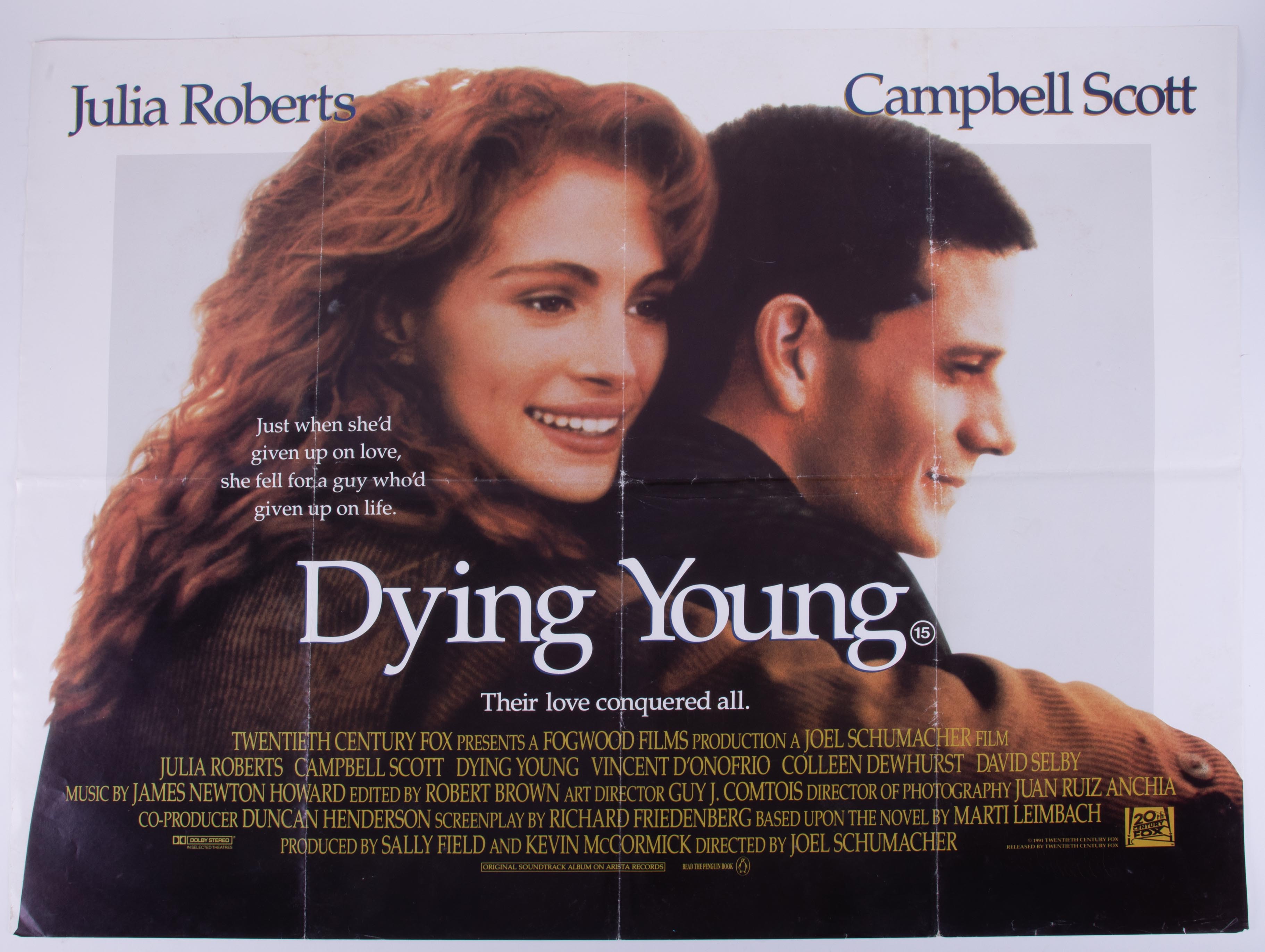 Cinema Poster for the film 'Dying Young' year 1991 featuring Julia Roberts. Provenance: The John
