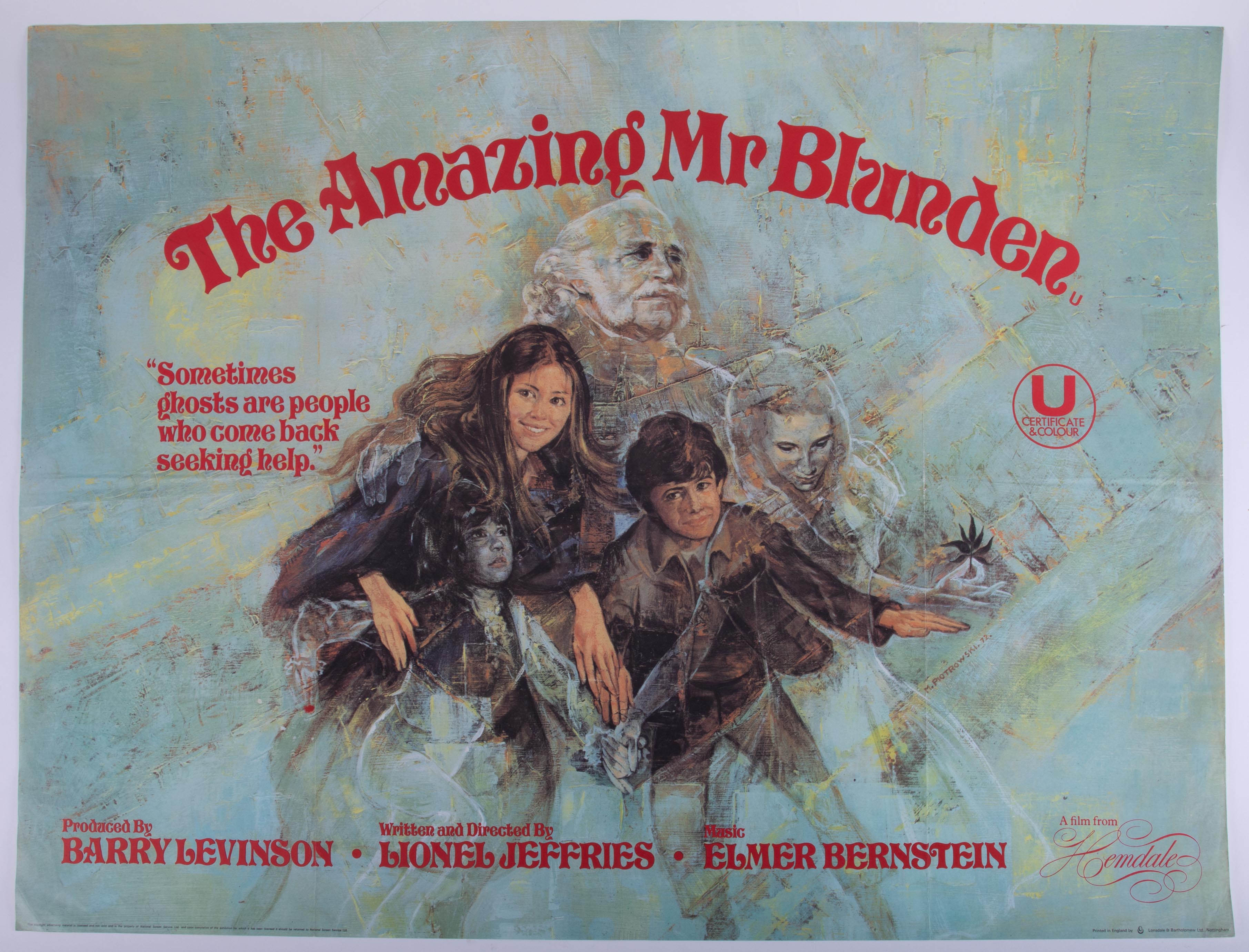 Cinema Poster for the film 'The Amazing Mr Blunden' year 1972 (tiny tear). Provenance: The John