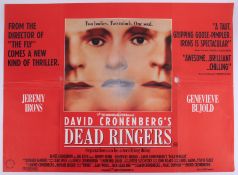 Cinema Poster for the film 'Dead Ringers' year 1988 featuring Jeremy Irons (two holes on the folds).