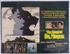 Cinema Poster for the film 'The Island of Dr Moreau HG Wells' year 1977 featuring Burt Lancaster (