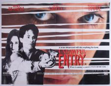 Cinema Poster for the film 'Unlawful Entry' year 1992 featuring Kurt Russell. Provenance: The John