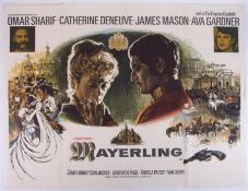 Cinema Poster for the film 'Mayerling' year 1968 featuring Omar Sharif & Catherine Deneuve.