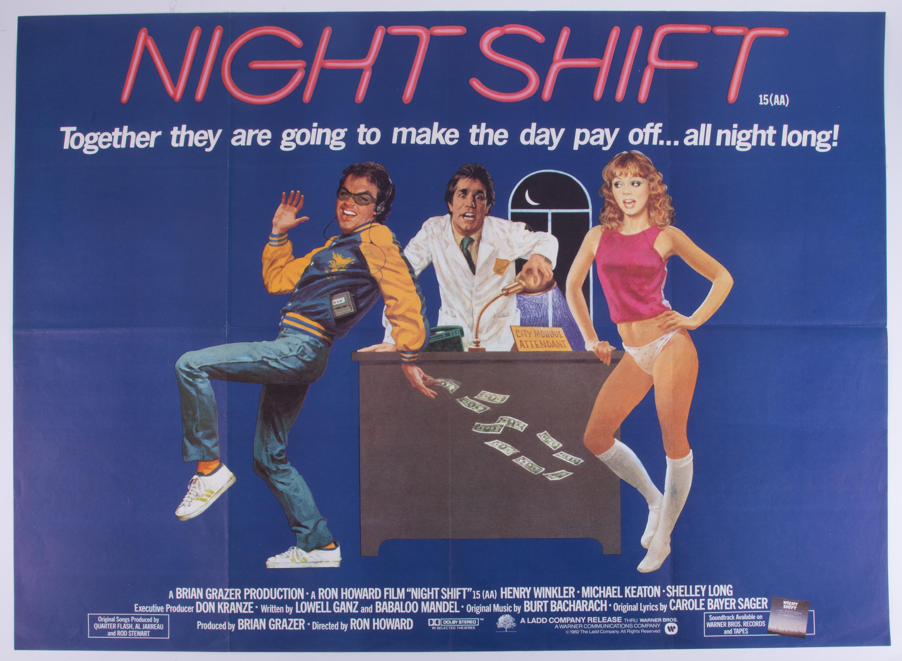 Cinema Poster for the film 'Night Shift' year 1982 featuring Henry Winkler 'The Fonz'. Provenance: