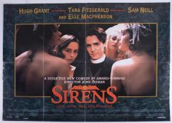 Cinema Poster for the film 'Sirens' year 1994 featuring Hugh Grant & Tara Fitzgerald. Provenance:
