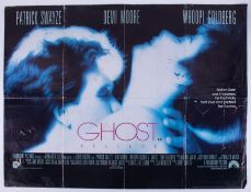 Cinema Poster for the film 'Ghost' year 1990 featuring Demi Moore & Patrick Swayze (worn).