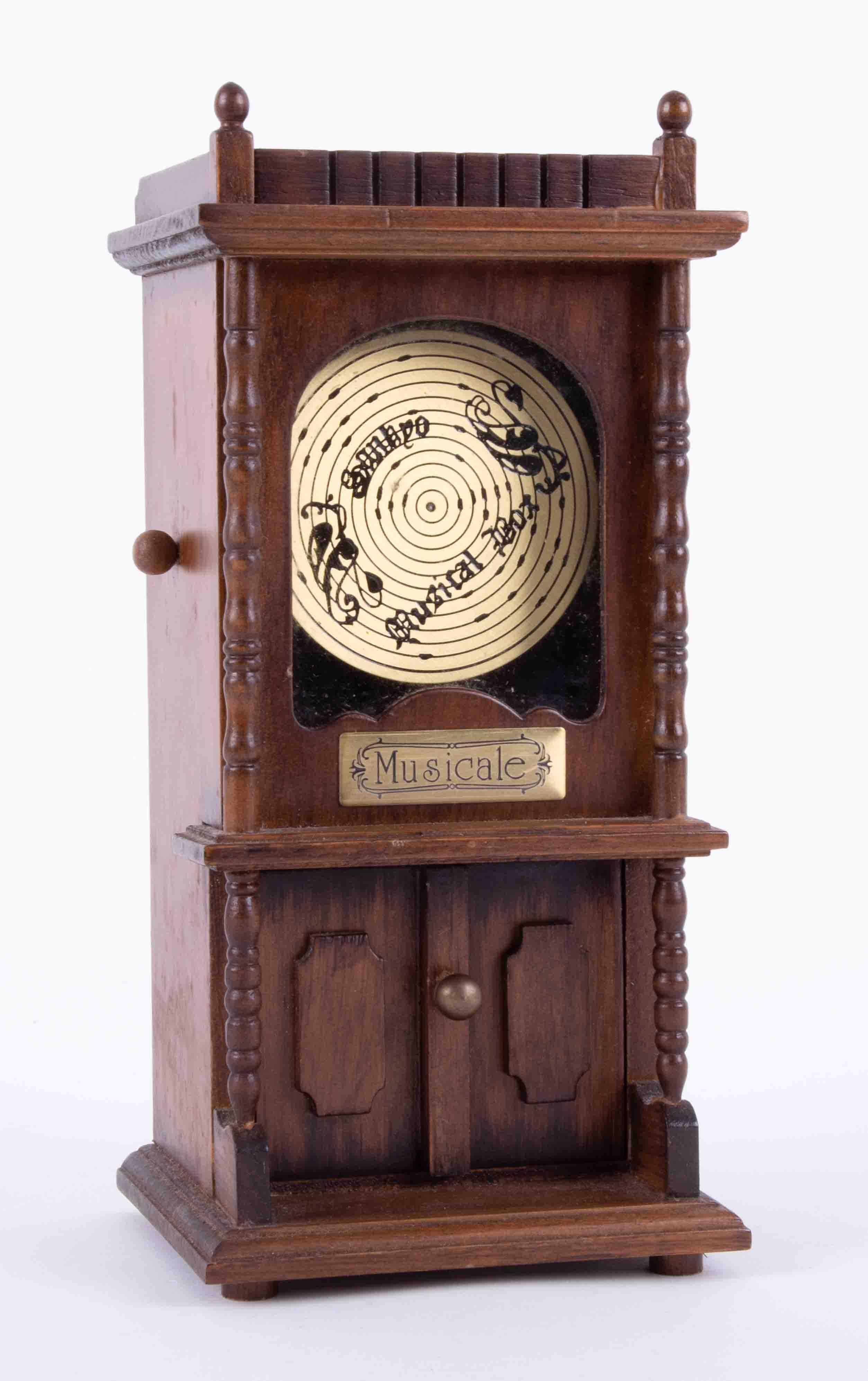 Taiwan Synphonium style music box in wood cabinet, height 20cm.