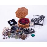 A selection of costume jewellery & some silver jewellery to include earrings, necklaces, beads,