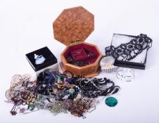 A selection of costume jewellery & some silver jewellery to include earrings, necklaces, beads,