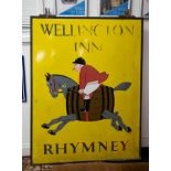 Pub enamel sign 'Wellington Inn, Rhymney', height 106cm.