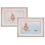 N.Rose, watercolours 'Boats', signed and dated 1916, 25cm x 42cm, framed and glazed.