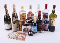 Collection of spirits and champagne including Moet, Gordons Gin, Bacardi, Smirnoff, Tia Maria etc.