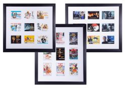 Three framed collections of 007 promotional cards in total 27 cards, framed and glazed, overall size