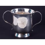 A George III silver loving cup, circa 1769 with indistinct monogram, height 8.5cm, stamped WR,