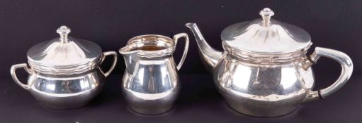 A WMF, a silver plated and gilt lined three piece tea service.