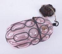 An Art Deco style glass and leaded hanging light fitting, length approximately 32cm.