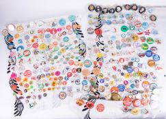 A large collection of vintage pin badges, approx 350.