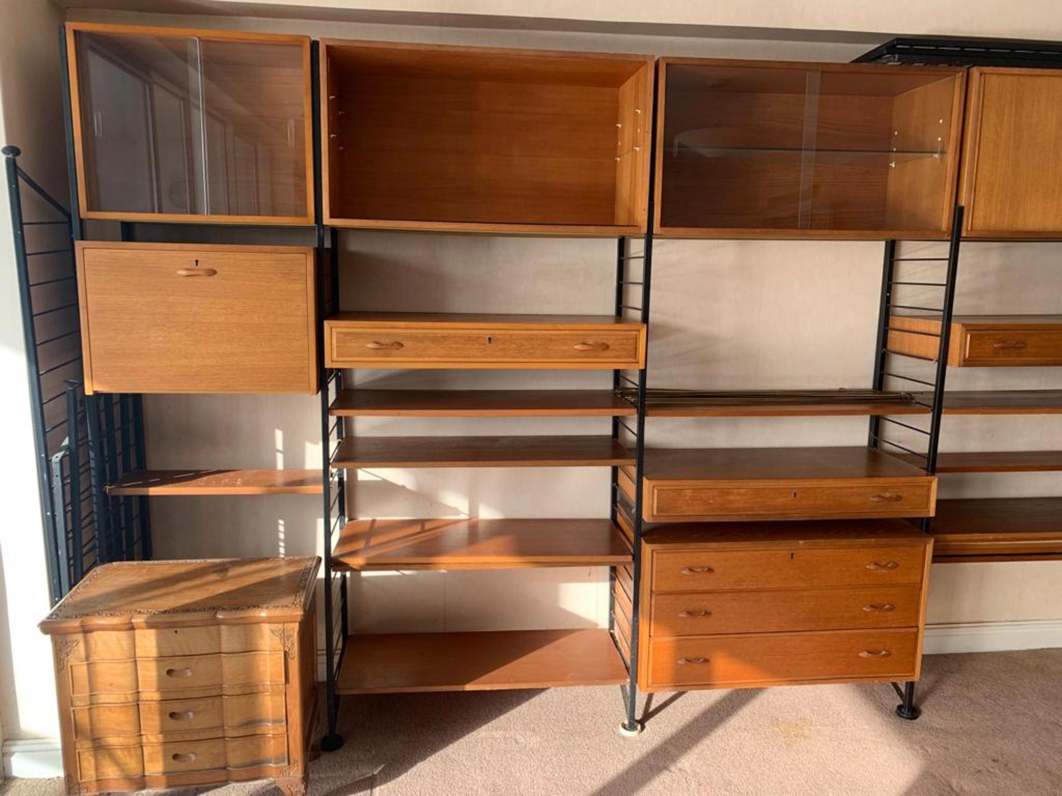 Staples Ladderax, a group of 20th century teak and black tubular steel shelving units, five tall - Image 3 of 4