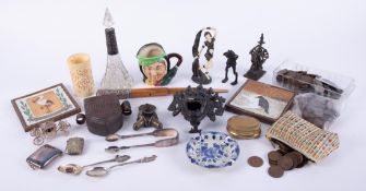 A collection of objects including Royal Doulton character jug, silver plated items etc.