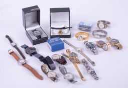 A basket of mixed ladies & gent's watches to include Bulova automatic GTS wristwatch with date,