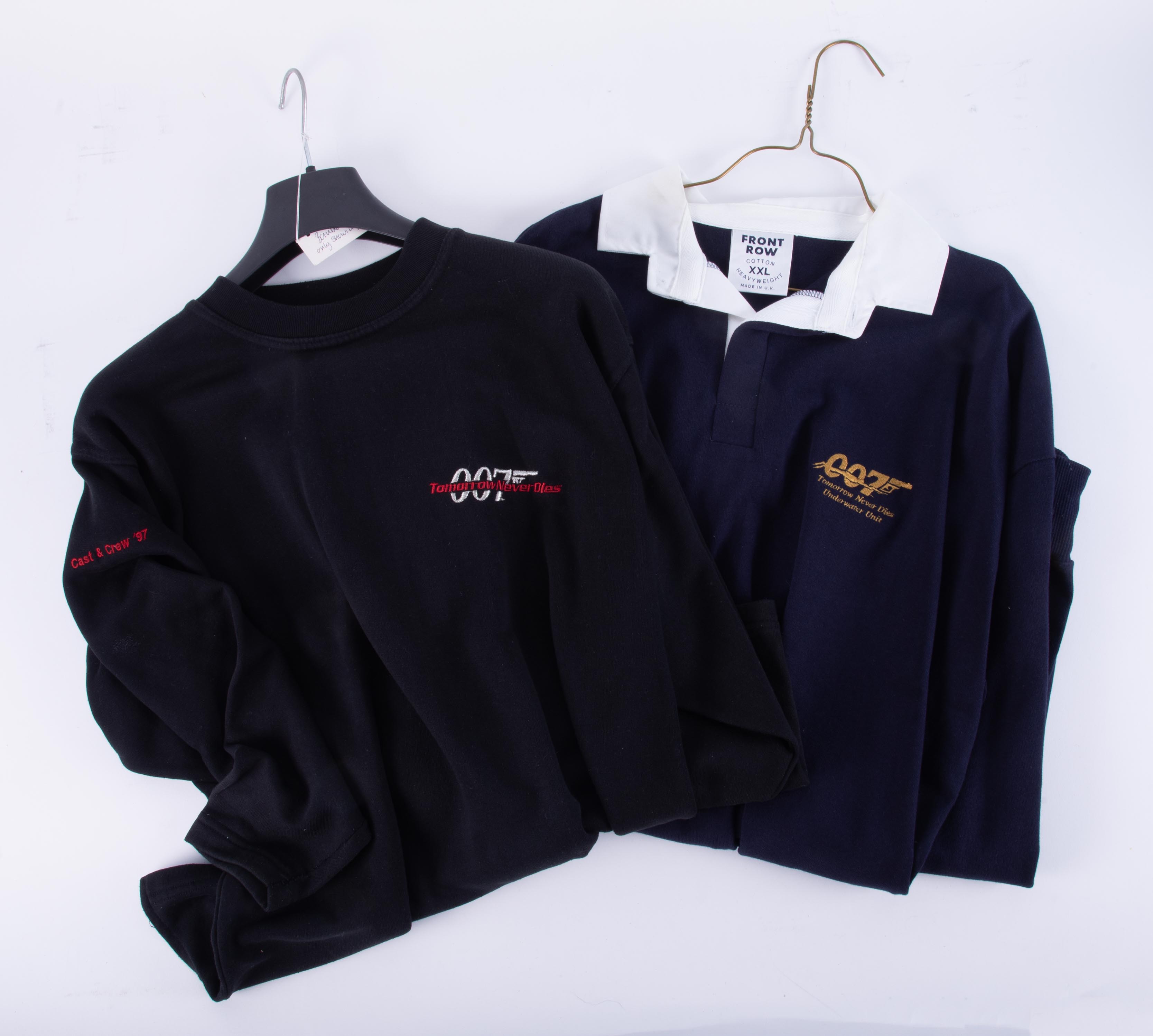 A Tomorrow Never Dies James Bond crew jumper & rugby shirt, each with prop store certificate and