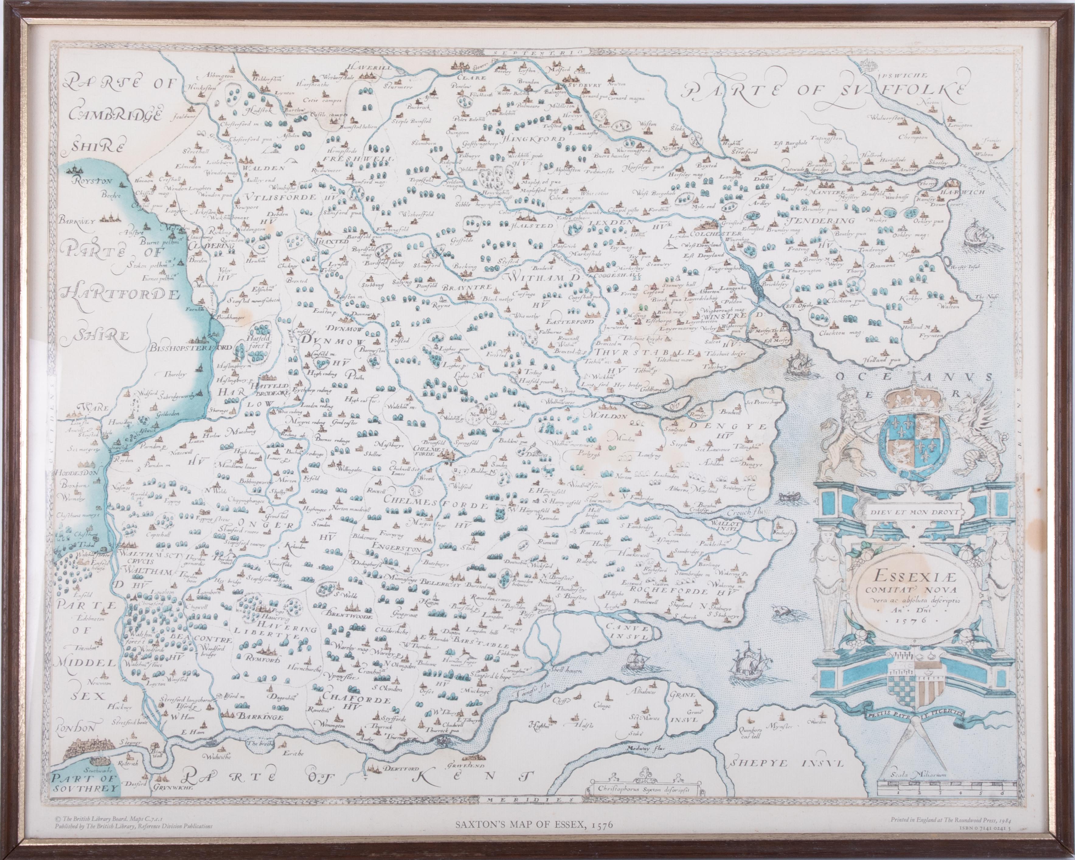 Four various antiquarian maps including Robert Morden, Oxfordshire, re-print Saxton's maps of - Image 2 of 5