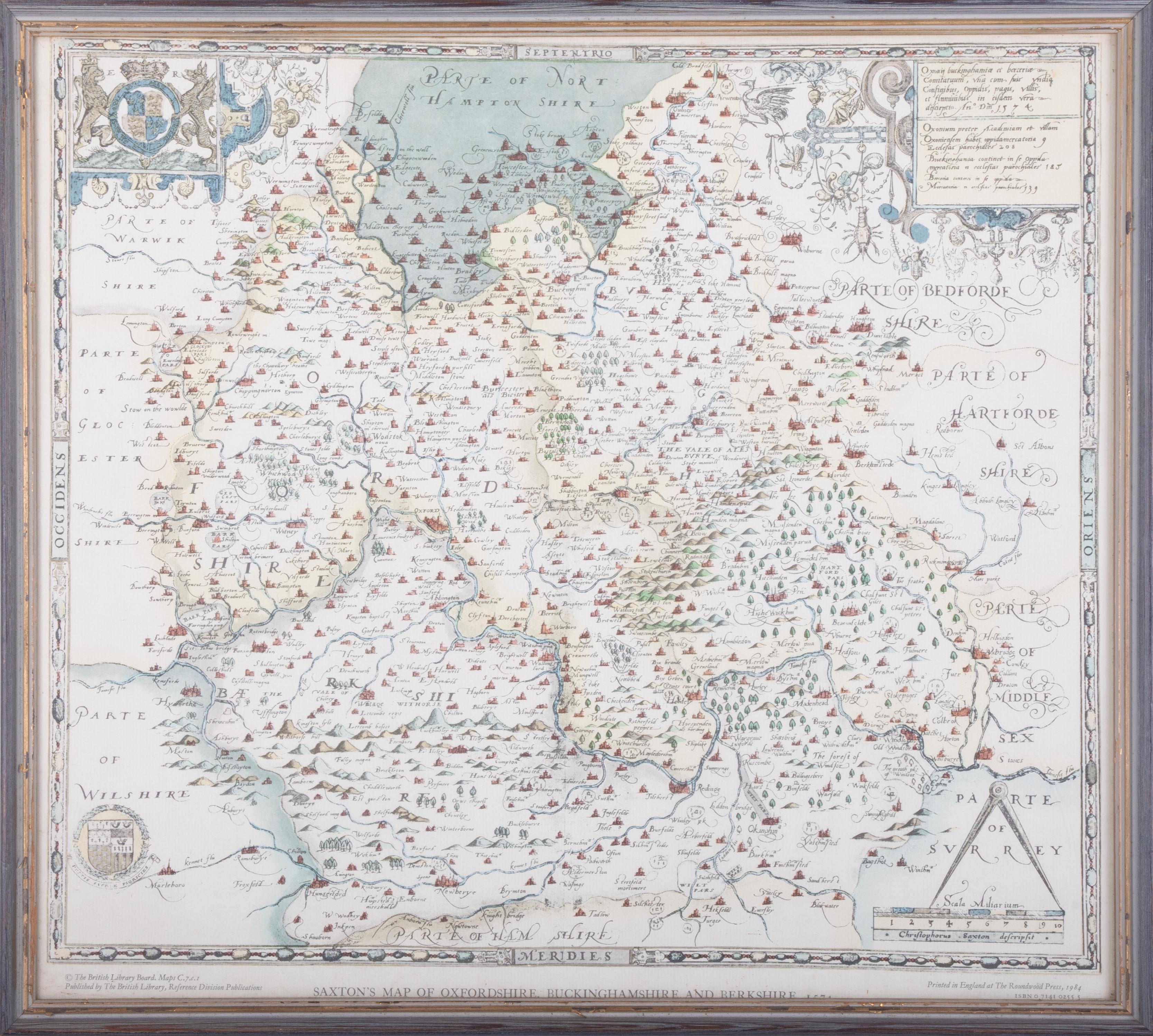 Four various antiquarian maps including Robert Morden, Oxfordshire, re-print Saxton's maps of - Image 4 of 5