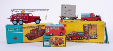 Corgi Toys, Chipperfield's Circus crane truck 1121, Chipperfield's Land Rover with elephant, gift