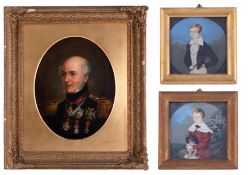 A 19th Century Military portrait, Lt Gen R.E. Martin, oil on canvas in oval mount and gilt frame,