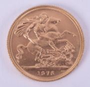 Elizabeth II gold sovereign, 1976.