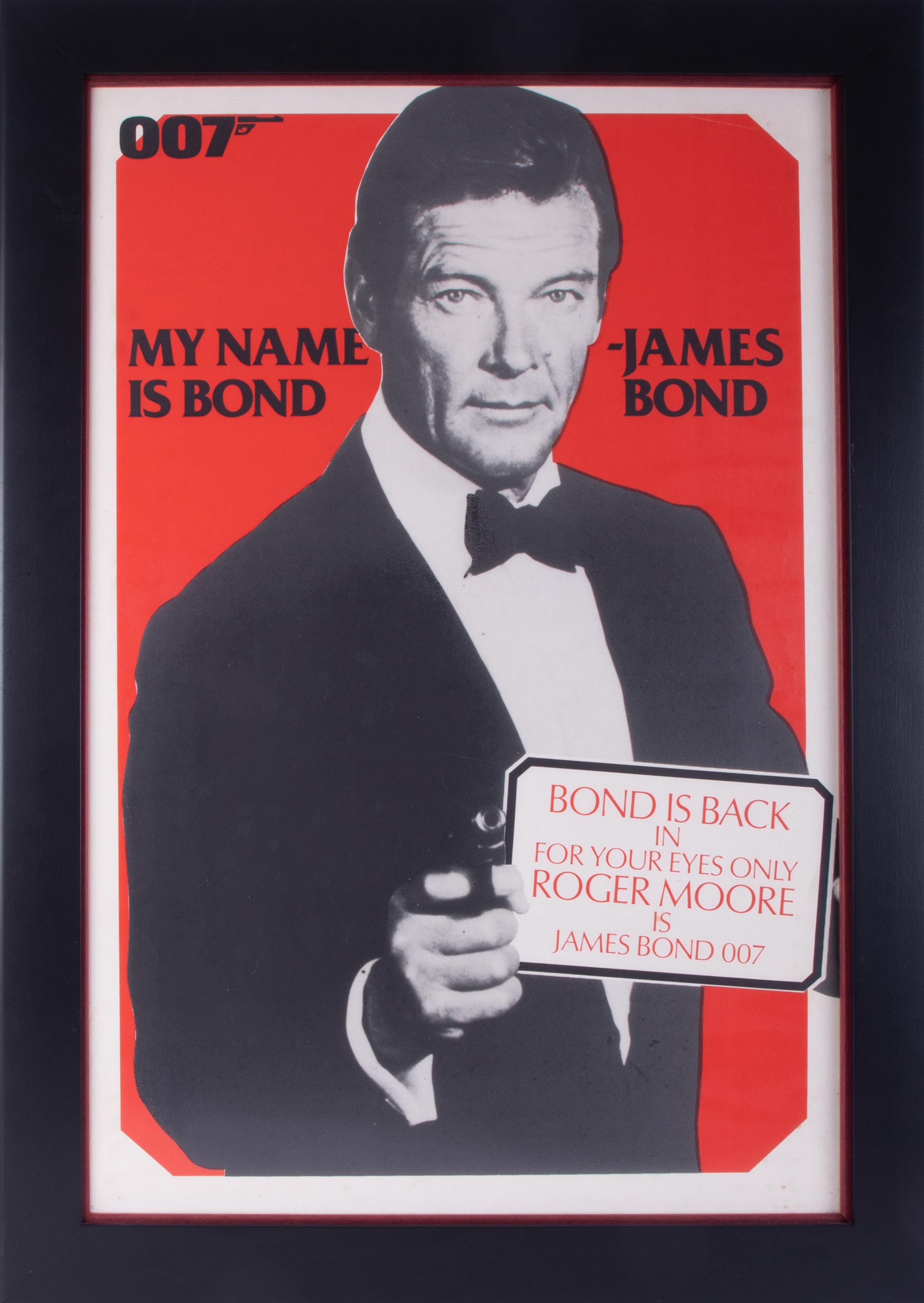 James Bond, For Your Eyes Only 007, poster, framed and glazed, overall size 90cm x 64cm.