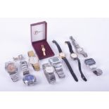 A mixed selection of nine ladies and gent's watches to include Lorus, Seiko, R.C. Traveller,