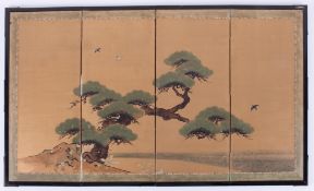 A small Chinese folding screen, height 38cm