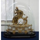 A 19th Century French gilt metal and alabaster figural mantle clock, the eight day Japy Freres &