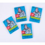 Four packets of James Bond Moonraker bubble gum, movie card and sticker sets.