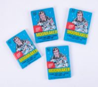 Four packets of James Bond Moonraker bubble gum, movie card and sticker sets.