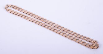 A 9ct yellow gold flat link curb chain, length 24", 89.19gm.