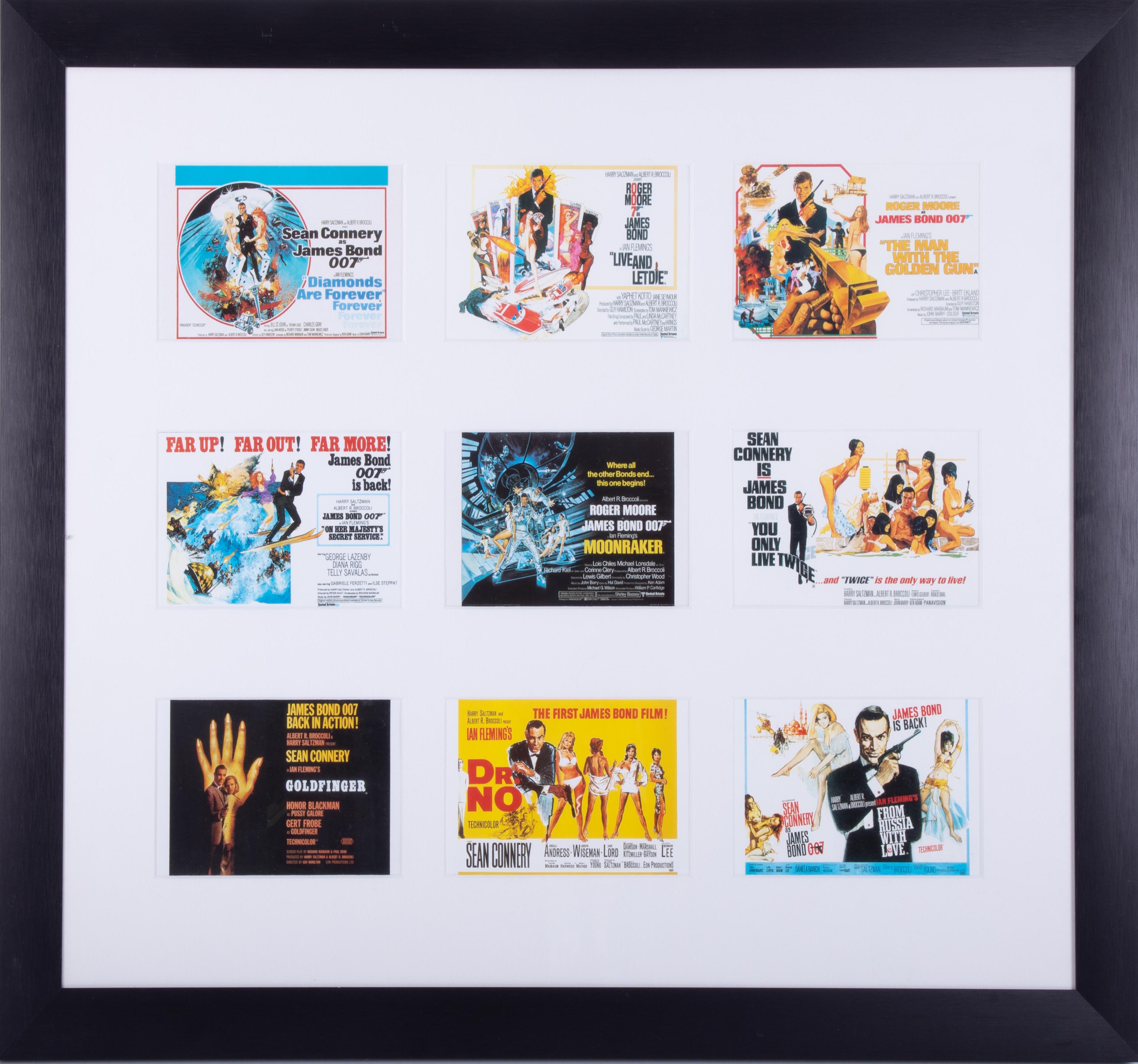 Three framed collections of 007 promotional cards in total 27 cards, framed and glazed, overall size - Image 4 of 4