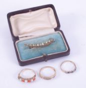 A selection of 9ct yellow gold jewellery to include a 9ct yellow gold ring set 0.05 carats total