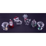 Swarovski Crystal Glass, small collection including 'Reindeer Baby', 'Dog With Santas Hat', 'Rocking