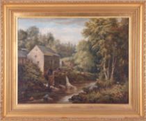 A 19th Century oil on canvas 'Watermill', not signed, 34cm x 44cm, in a gilt frame.