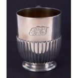 A Victorian silver christening cup, gilt lined with half fluted body, circa 1892, height 9cm, with