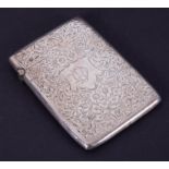 A Walker & Hall Geo.V silver card case with engraved decoration and monogrammed cartouche, approx.