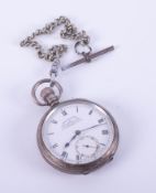 A silver pocket watch John Elkan Ltd 'Colonial', Swiss made, the inside of the backplate hallmarked,