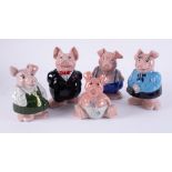 Five Wade NatWest piggy banks (all lack stoppers).