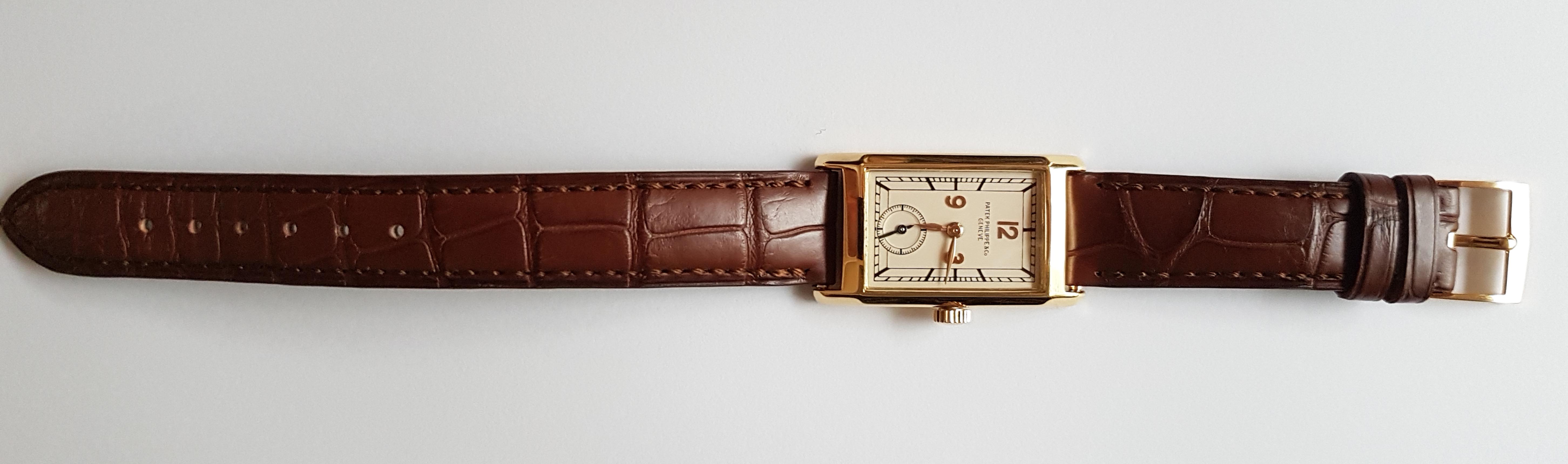 A gentleman's 18ct gold Patek Philippe Gondola wristwatch, movement 830062/611656, model number - Image 7 of 10