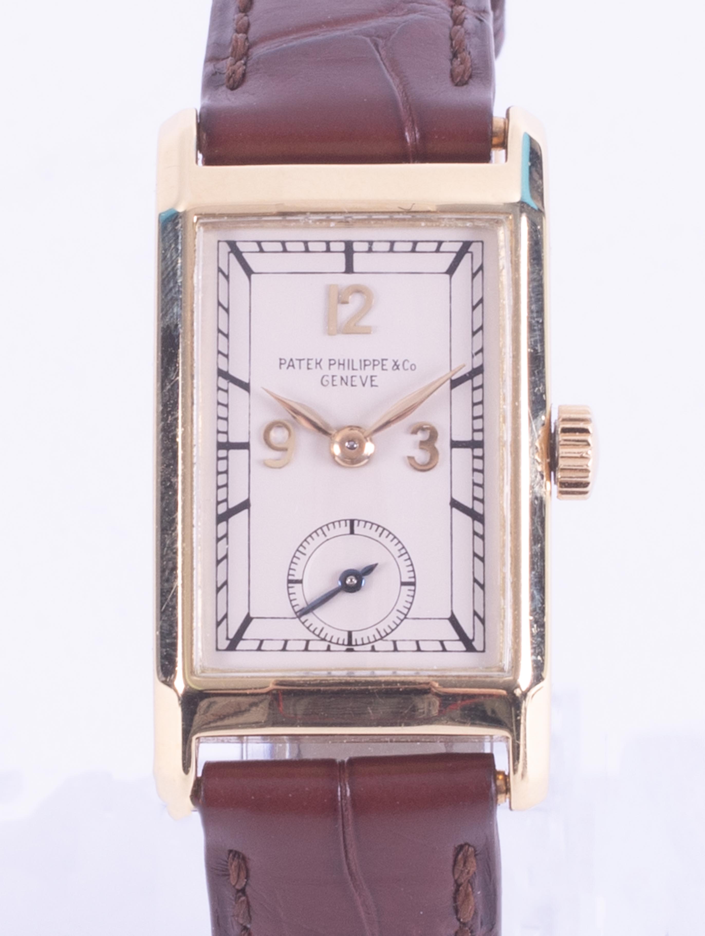 A gentleman's 18ct gold Patek Philippe Gondola wristwatch, movement 830062/611656, model number