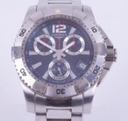 Longines, a gent's Longines HydroConquest stainless steel with a blue face L3.650.4, face diameter