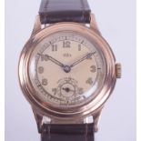 Trebex, a vintage 9ct rose gold gent's manual wind wristwatch, non-magnetic, Swiss
