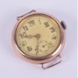 A vintage 9ct yellow gold screw front & back wristwatch face, 30mm diameter, 37.35gm.