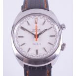 Omega, a gents manual wind 'Chronostop' wristwatch in steel, rare white rally dial with orange